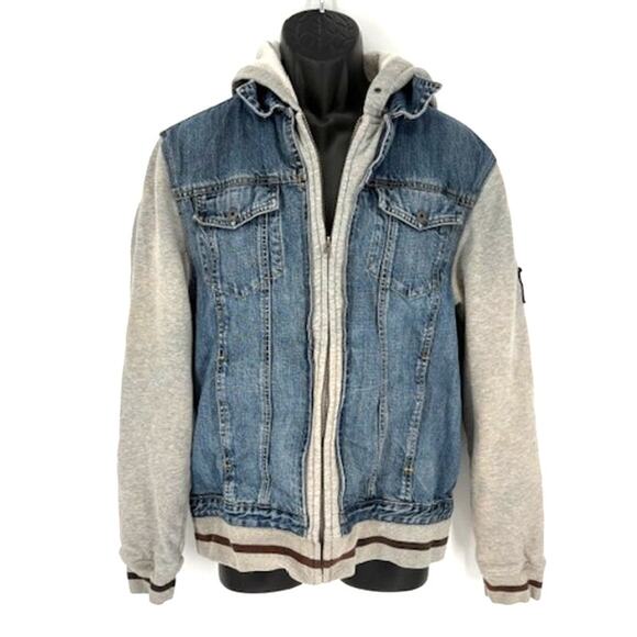 72_D OVS Industry Naturally Thrashed Zip Up Denim Hoodie Jacket – XL
